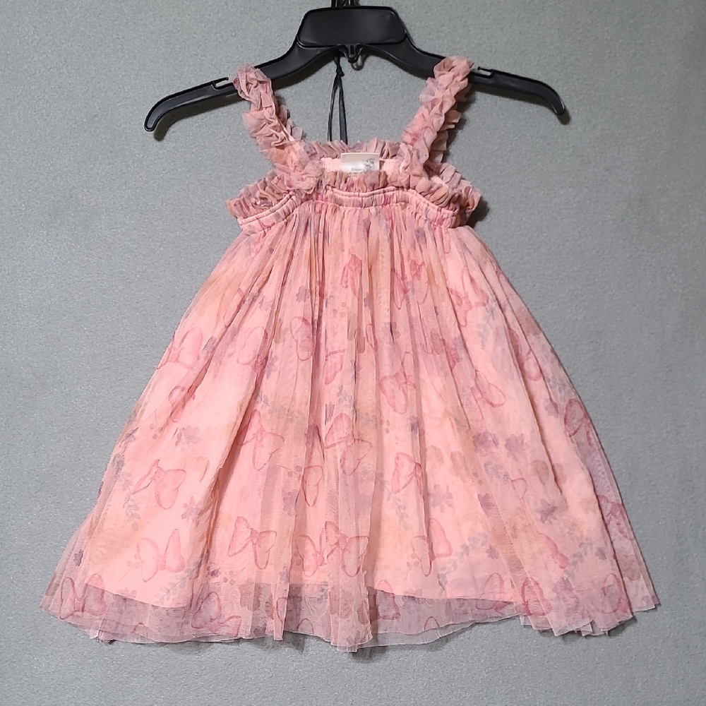 DISNEY JUNIOR MINNIE Girl's Pink Spring Tulle Dress - Size 5T